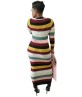 Stripe Slim Print Color Block Sweater Dress