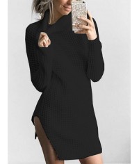 Asymmetric Solid Color Loose Plain Sweater Dress