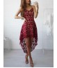 Hollow Spaghetti Strap Lace Mid-Calf Sleeveless V-Neck Dress