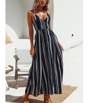 Summer Single Ankle-Length Sleeveless Bowknot Split High-Waist Pullover Dress