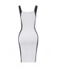 Single Sleeveless Patchwork Pullover Backless Knee-Length Color Block Spaghetti Strap Dress