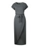 Round Neck Asymmetric Lace-up Single Plain Short Sleeve Ankle-Length Pullover Dress