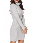 Elegant Turtleneck Women's Sweater Bodycon Dress