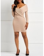 Off Shoulder Backless Pullover Bodycon Dress